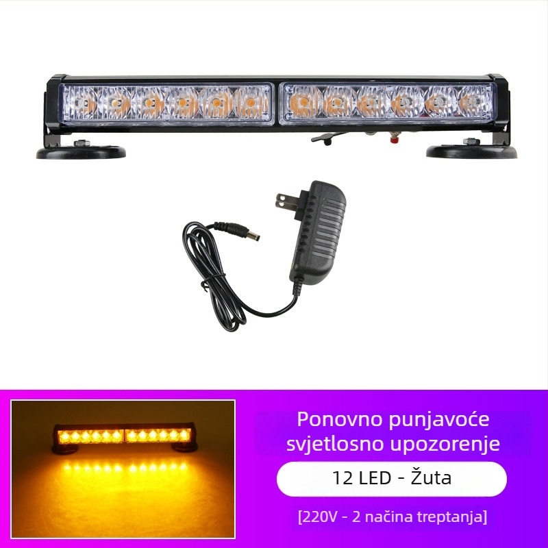 Punjava LED bar svjetiljka za strop s magnetskim držačem za vozila, 12-24V upozoravajuće svjetlo