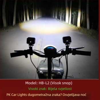 Vanjski LED far za električni motocikl – vanjska ugradnja, 25W, 12-80V, LED izvor, model JGY-HBL2, vodootporan