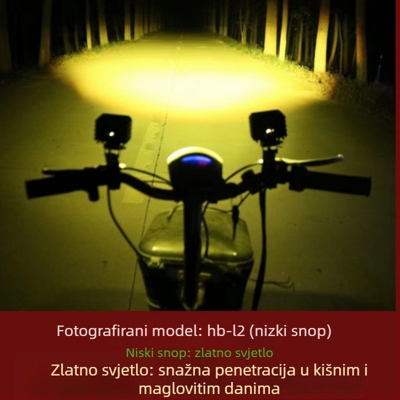 Vanjski LED far za električni motocikl – vanjska ugradnja, 25W, 12-80V, LED izvor, model JGY-HBL2, vodootporan
