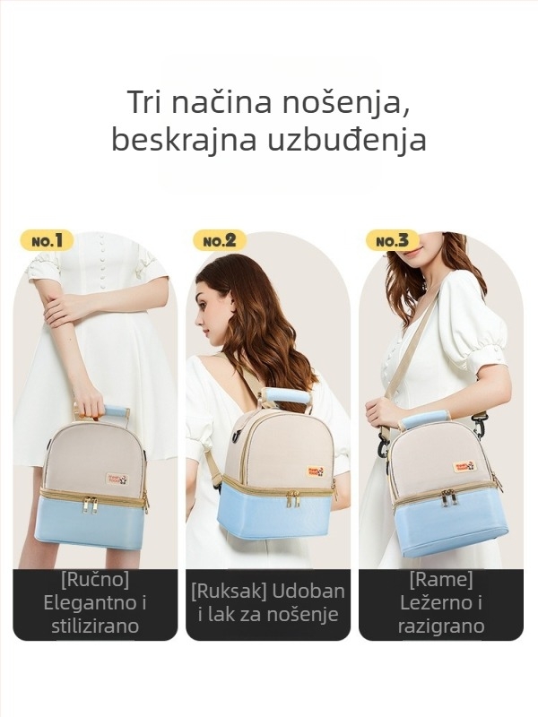 Torba za čuvanje dojke s hlađenjem za posao, prijenosna izolirana torba za dojilje, višenamjenska torba za majku i dijete, lagana torba preko ramena, vanjska tkanina: Oxford, podstava: poliester, zima 2024