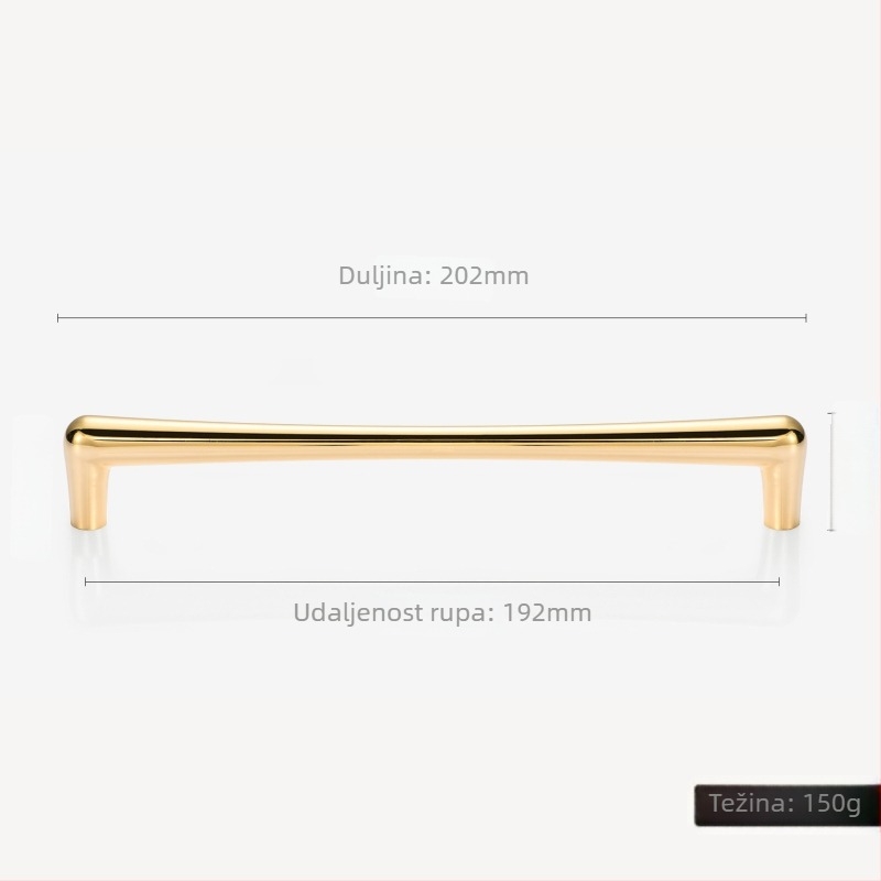 Drška za ormarić od zinkovog legure, elektroplakirani završni sloj, moderni minimalistički stil, oblik šipke, model 001