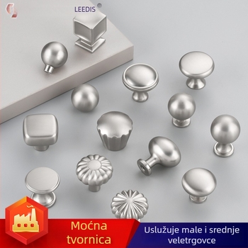 Drška za vrata ormara, kružno-ovalni dizajn, jedna rupa, nordijski stil, cinkova zlitina, mat nikl završna obrada, lijevano