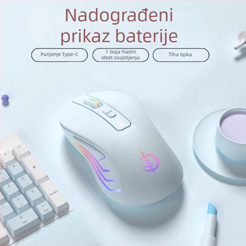 Bežična miška M900, 7 tipki, 2400 DPI optički senzor, Bluetooth 5.0 dvostruki način, punjiva