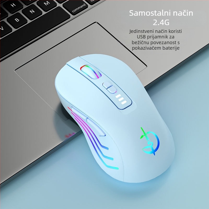Bežična miška M900, 7 tipki, 2400 DPI optički senzor, Bluetooth 5.0 dvostruki način, punjiva