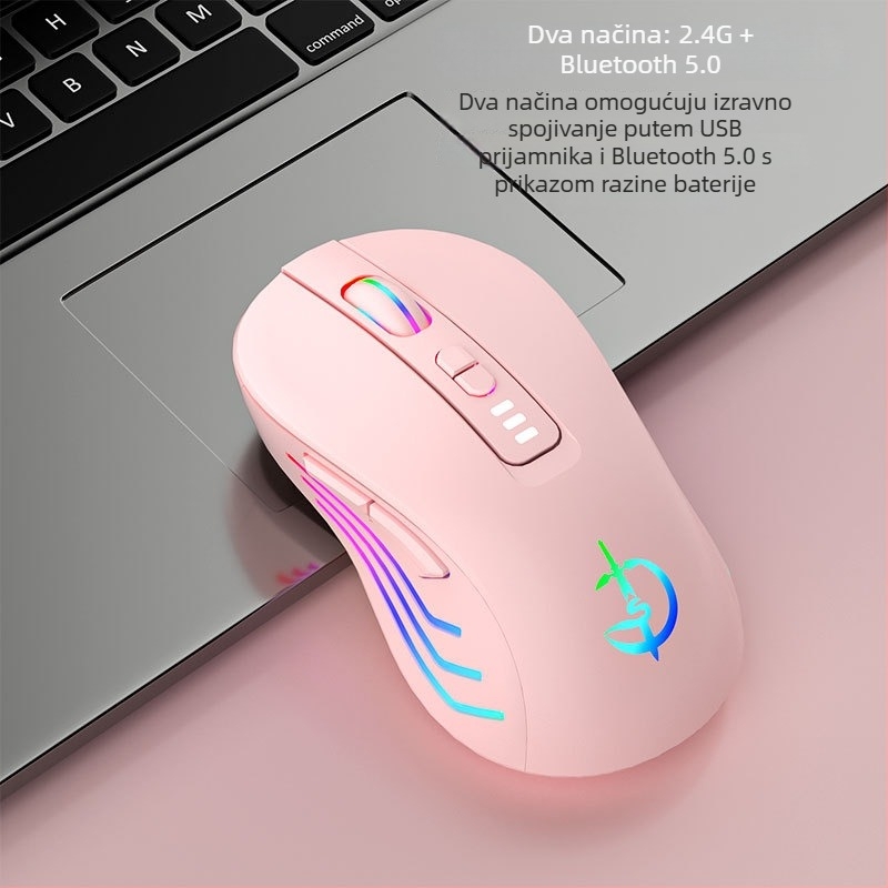 Bežična miška M900, 7 tipki, 2400 DPI optički senzor, Bluetooth 5.0 dvostruki način, punjiva