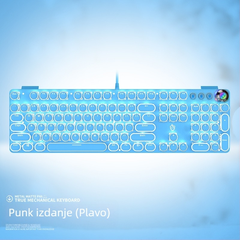 Mehanička tipkovnica, 104 tipke, žični priključak, tip prekidača: osovina, višebojno pozadinsko osvjetljenje, verzija modela 820a knob punk