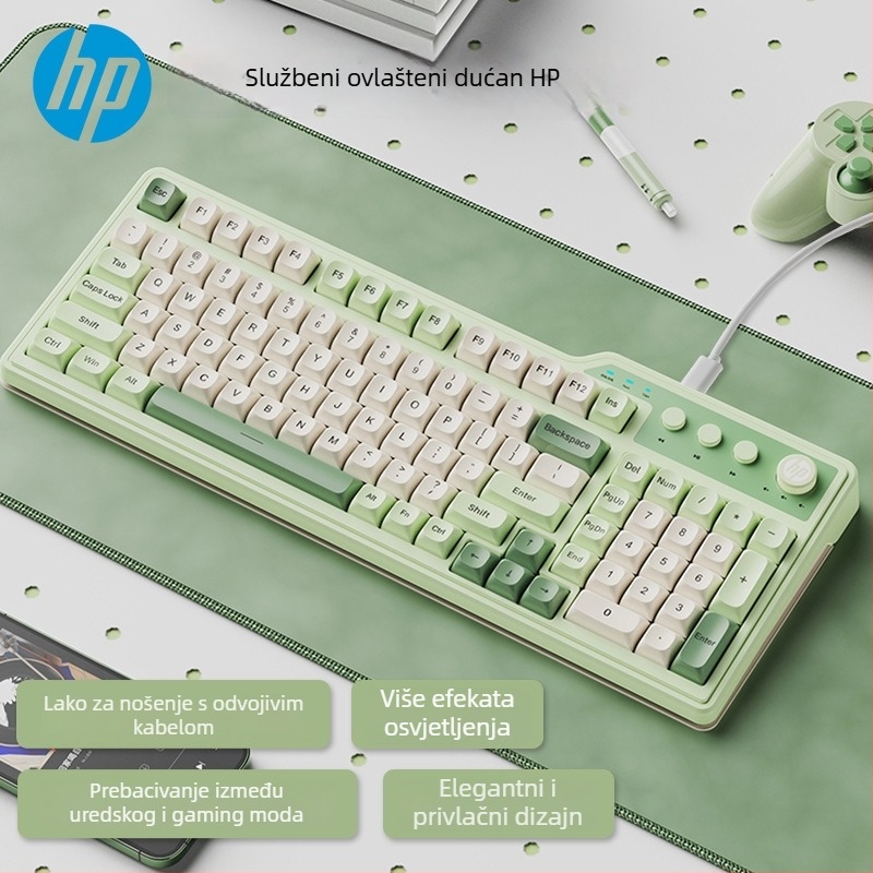 HP K360 žična membranska tipkovnica – 99 tipki, RGB pozadinsko osvjetljenje, kabel 1,5 m