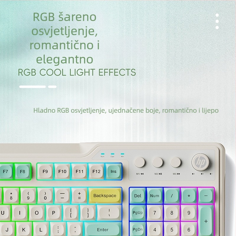HP K360 žična membranska tipkovnica – 99 tipki, RGB pozadinsko osvjetljenje, kabel 1,5 m