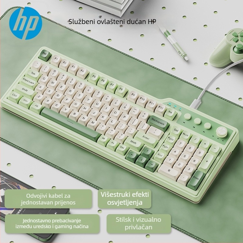 HP K360 žična membranska tipkovnica – 99 tipki, RGB pozadinsko osvjetljenje, kabel 1,5 m