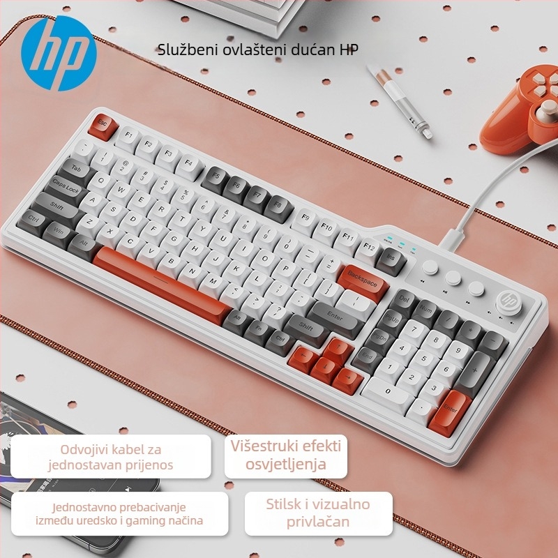 HP K360 žična membranska tipkovnica – 99 tipki, RGB pozadinsko osvjetljenje, kabel 1,5 m