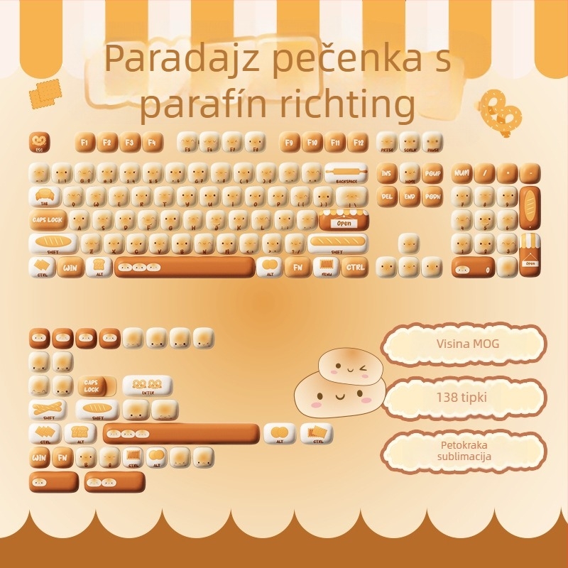 AKKO PBT set kapica za tipke, tema Pig Party, visina MOG, >98 tipki, bez osovine, sublimacijski ispis