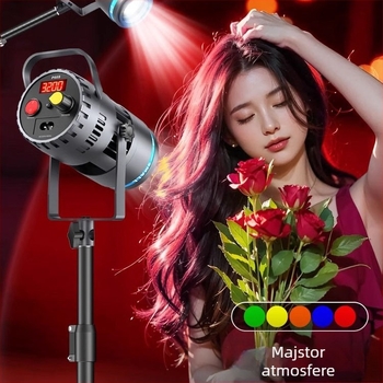 LED rasvjeta za dopunu za live streaming, 40W, 220V, tri temperature boje, uspravni nosač