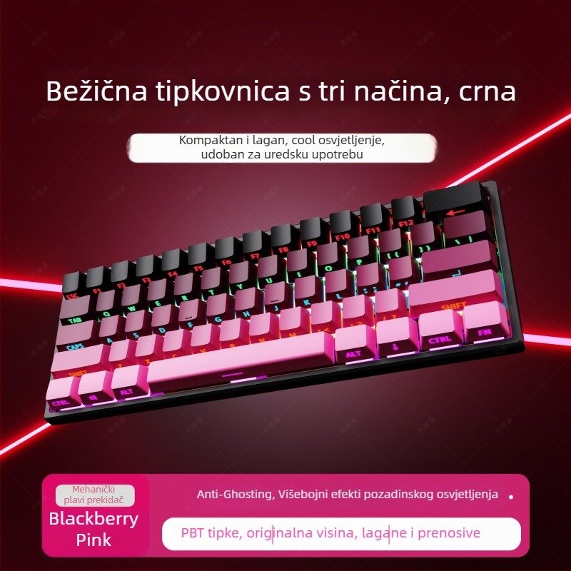 Gadiva mehanička tipkovnica – žičana, univerzalna kompatibilnost, RGB rasvjeta, ergonomski dizajn, mehanički prekidači