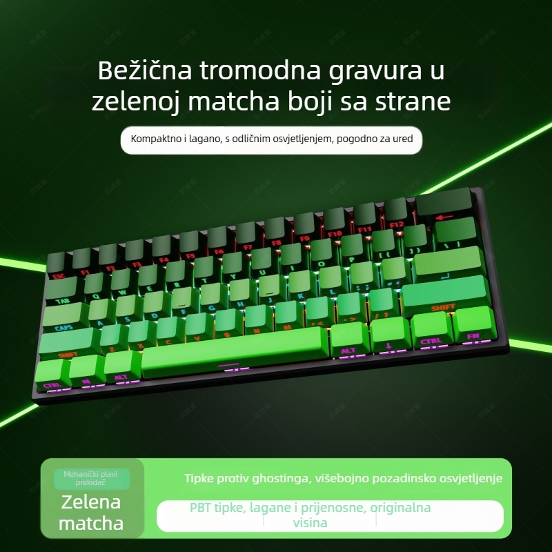 Gadiva mehanička tipkovnica – žičana, univerzalna kompatibilnost, RGB rasvjeta, ergonomski dizajn, mehanički prekidači