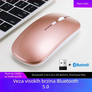 Thunderwolf Q20 Bežični Bluetooth miš - Dvostruki način (Bluetooth + 2,4 GHz), Punjiva, 2000 DPI, 3 tipke, Ergonomičan