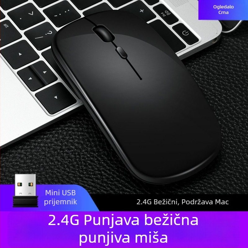 Thunderwolf Q20 Bežični Bluetooth miš - Dvostruki način (Bluetooth + 2,4 GHz), Punjiva, 2000 DPI, 3 tipke, Ergonomičan