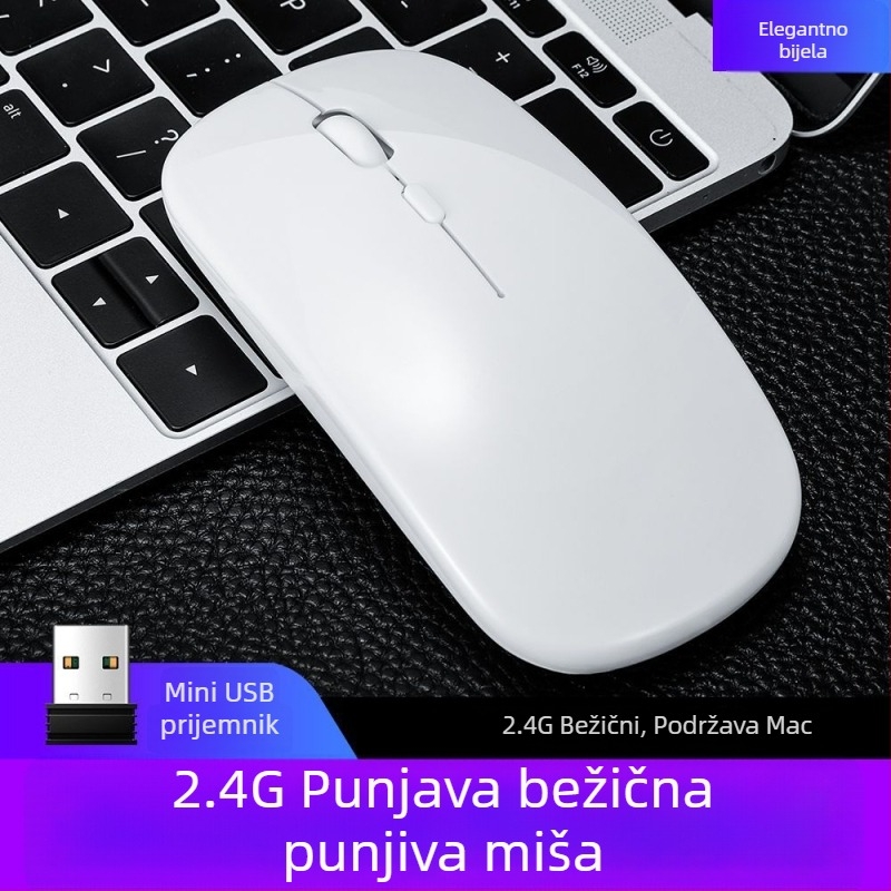Thunderwolf Q20 Bežični Bluetooth miš - Dvostruki način (Bluetooth + 2,4 GHz), Punjiva, 2000 DPI, 3 tipke, Ergonomičan