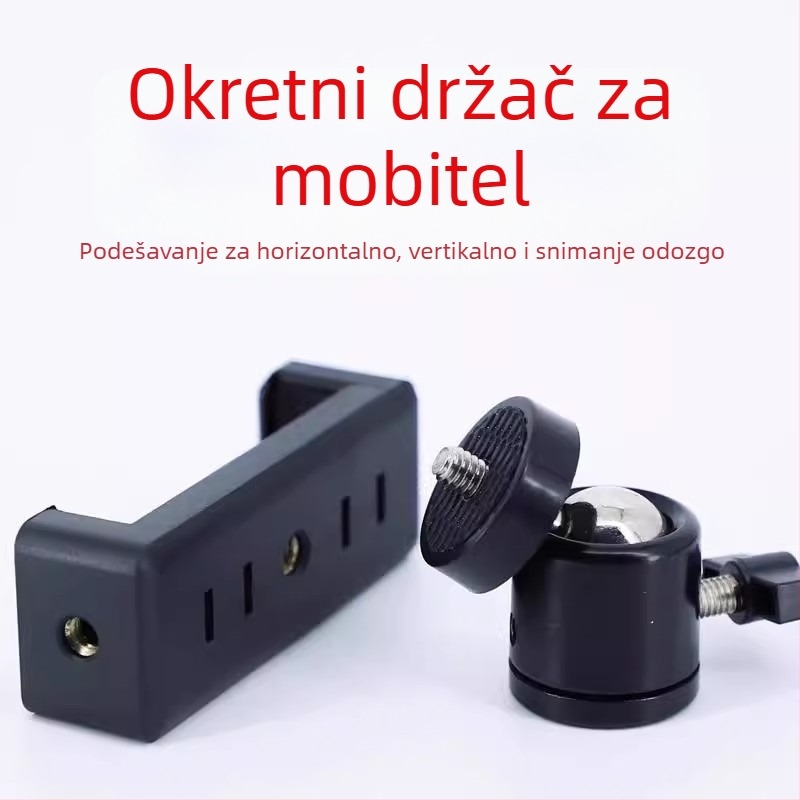 Friendly Držač za telefon za prijenos uživo, stativ s rotirajućim klipom i gimballom, 360° snimanje iznad, plastični podni stalak