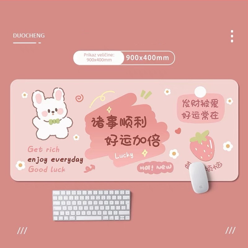 Velika podloga za miš s visokom estetikom, novi dizajn, tekst o sreći i prosperitetu, podloga za stol za računalo i tipkovnicu, podrška za zglob