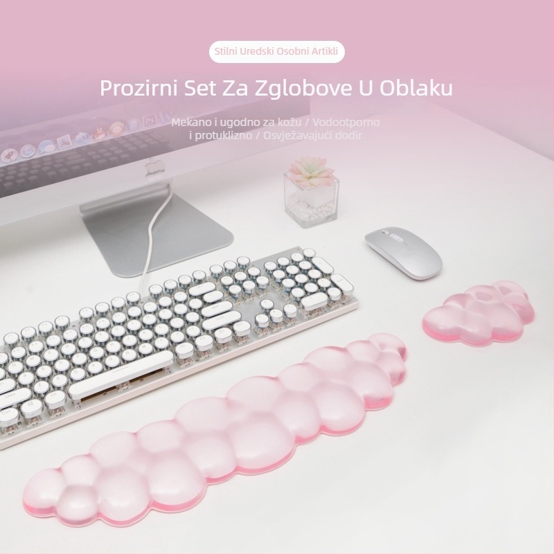 Podloga za zglob tipkovnice – prozirna silikonasta podloga u obliku oblaka, vodootporna, mekana, jednostrana, moguć tisak logotipa