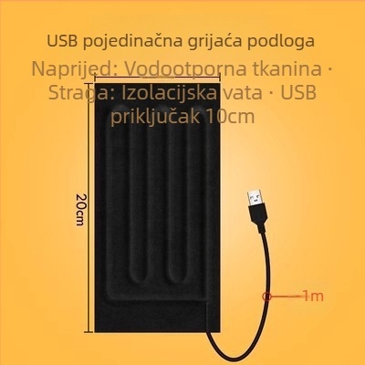 USB grijaći list — podloga za miš, grijač ruku i nogu, električno grijanje, 5V, čisti pamuk