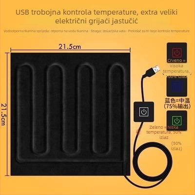 USB grijaći list — podloga za miš, grijač ruku i nogu, električno grijanje, 5V, čisti pamuk