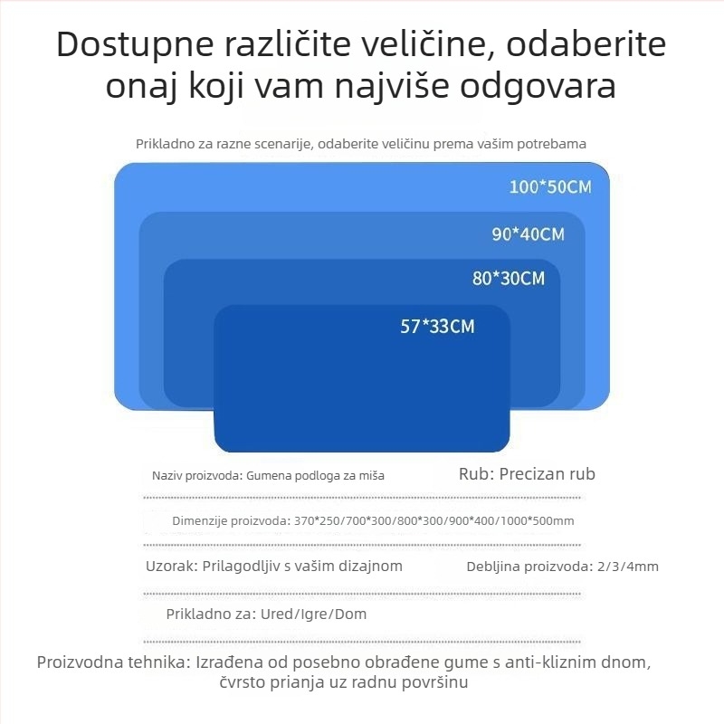 Velika podloga za miš s stilom uljne slike i razmazanim gradijentom, prirodni kaučuk, zaštita očiju, bez logotipa