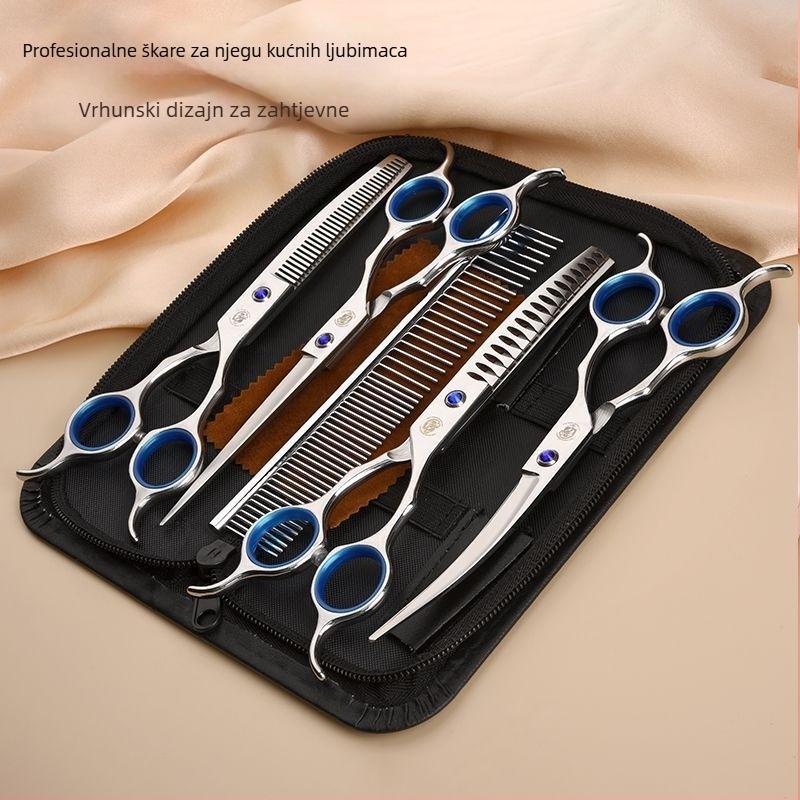 Set škare za njegu ljubimaca za pse – profesionalno šišanje, škare s zakrivljenim zubima za pahuljastu dlaku, materijal: svila cvijeta, 234 komada u kutiji