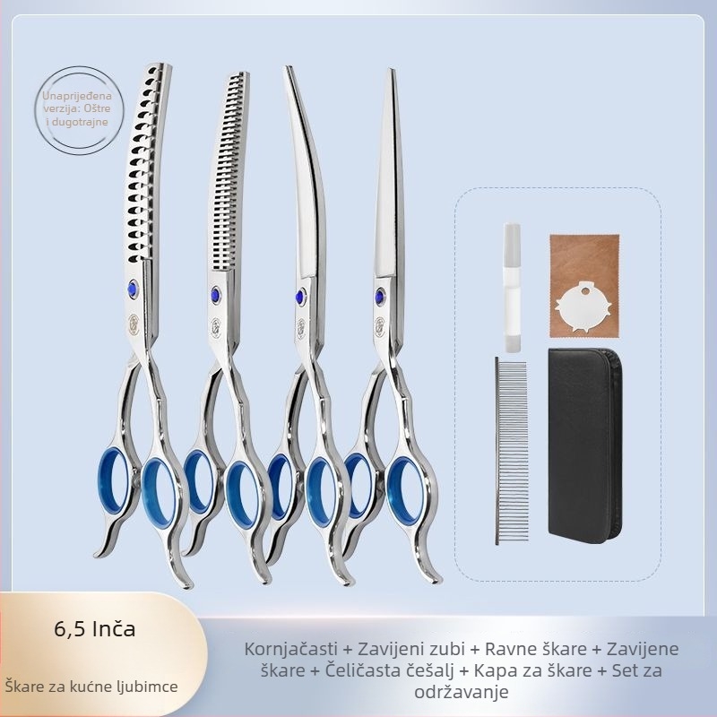 Set škare za njegu ljubimaca za pse – profesionalno šišanje, škare s zakrivljenim zubima za pahuljastu dlaku, materijal: svila cvijeta, 234 komada u kutiji