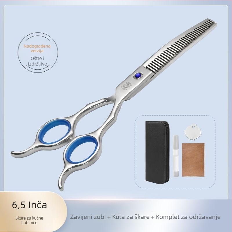 Set škare za njegu ljubimaca za pse – profesionalno šišanje, škare s zakrivljenim zubima za pahuljastu dlaku, materijal: svila cvijeta, 234 komada u kutiji
