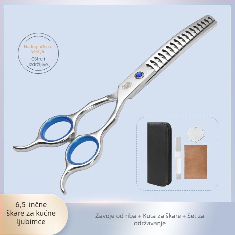 Set škare za njegu ljubimaca za pse – profesionalno šišanje, škare s zakrivljenim zubima za pahuljastu dlaku, materijal: svila cvijeta, 234 komada u kutiji