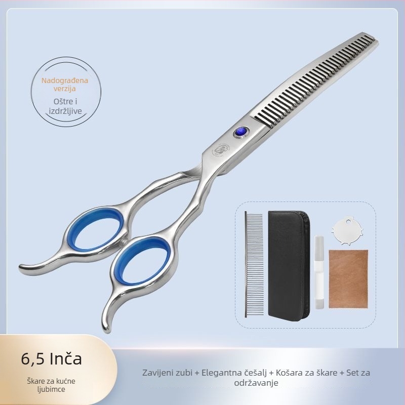Set škare za njegu ljubimaca za pse – profesionalno šišanje, škare s zakrivljenim zubima za pahuljastu dlaku, materijal: svila cvijeta, 234 komada u kutiji