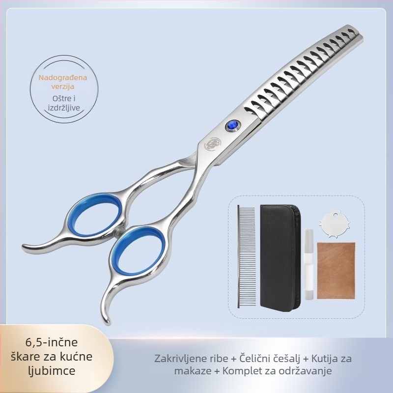 Set škare za njegu ljubimaca za pse – profesionalno šišanje, škare s zakrivljenim zubima za pahuljastu dlaku, materijal: svila cvijeta, 234 komada u kutiji