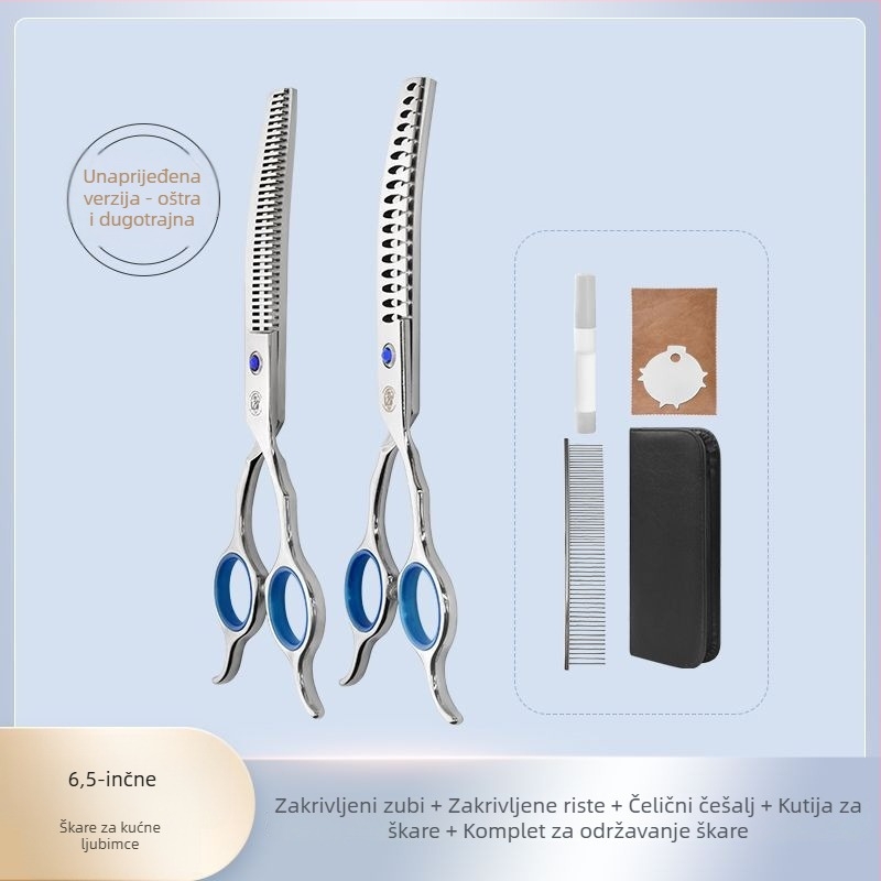 Set škare za njegu ljubimaca za pse – profesionalno šišanje, škare s zakrivljenim zubima za pahuljastu dlaku, materijal: svila cvijeta, 234 komada u kutiji