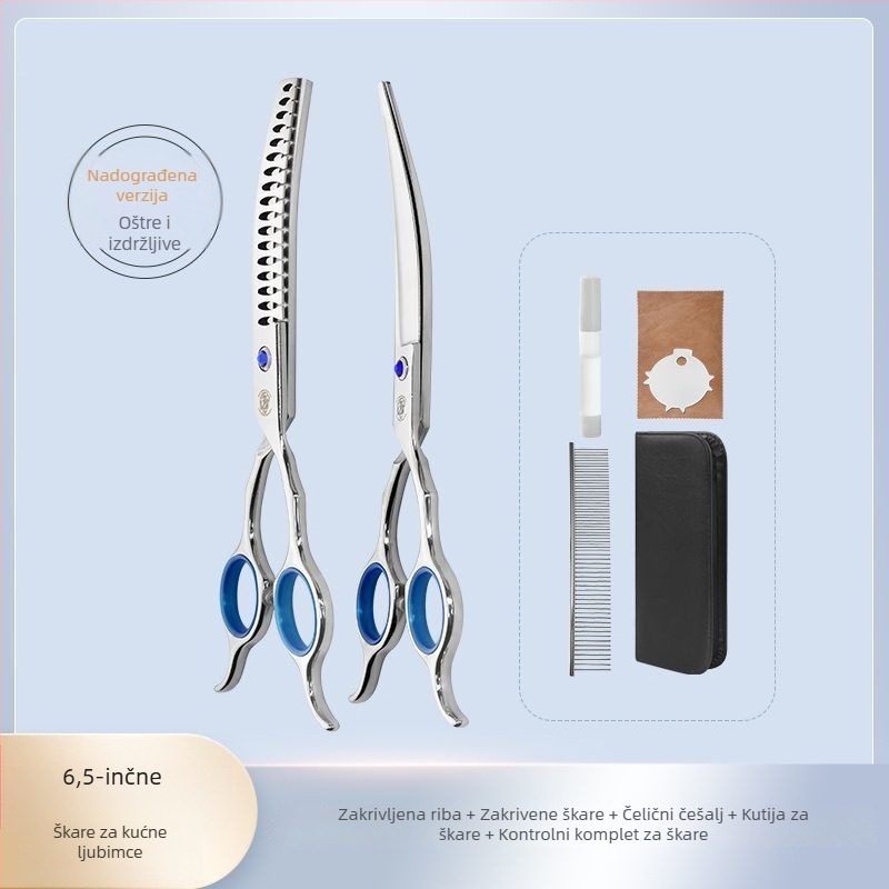 Set škare za njegu ljubimaca za pse – profesionalno šišanje, škare s zakrivljenim zubima za pahuljastu dlaku, materijal: svila cvijeta, 234 komada u kutiji