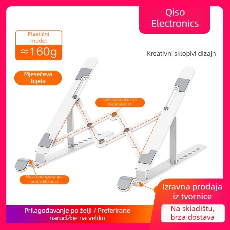 Plastična držač za laptop i tablet, A-104, prilagodljiv, sklopiv, lagan 145 g