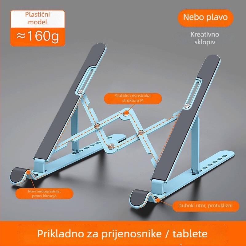 Plastična držač za laptop i tablet, A-104, prilagodljiv, sklopiv, lagan 145 g
