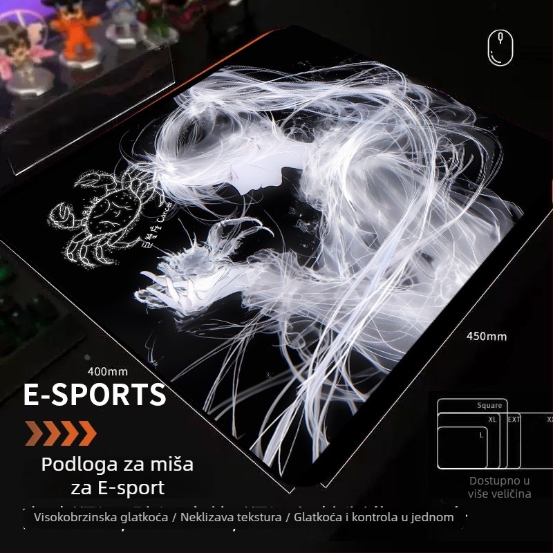 Gaming podložak za stol – serija Dvanaest znakova, protivklizna, XXL veličine, podrška za zglob