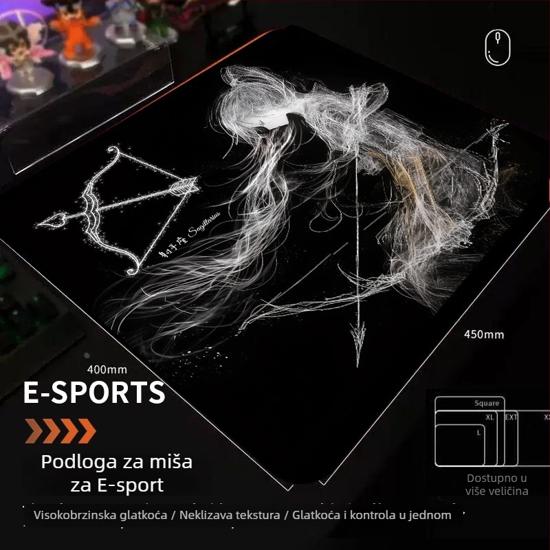 Gaming podložak za stol – serija Dvanaest znakova, protivklizna, XXL veličine, podrška za zglob