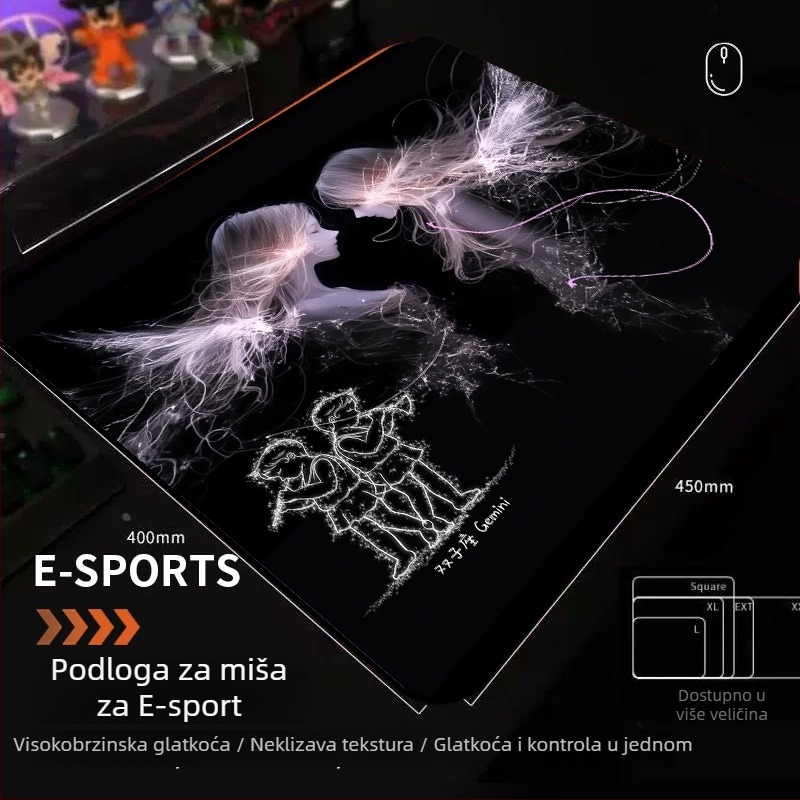 Gaming podložak za stol – serija Dvanaest znakova, protivklizna, XXL veličine, podrška za zglob