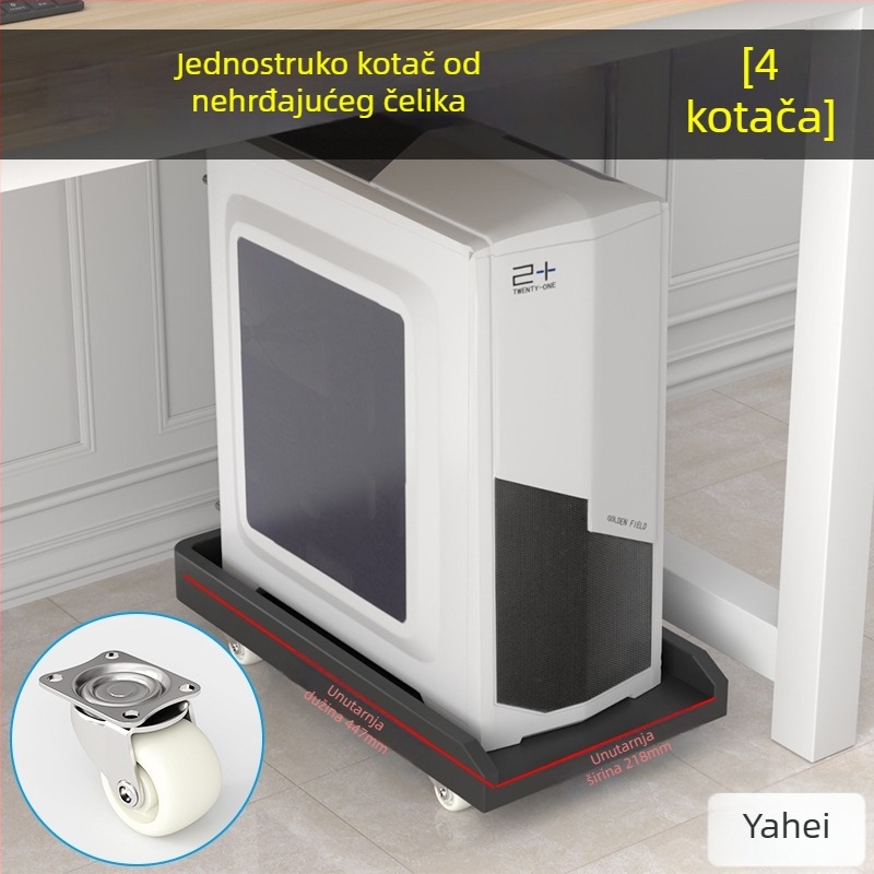 Držač za stolno računalo, dvostruki sloj, plastičan, prijenosan i okretan, instalacija bez bušenja