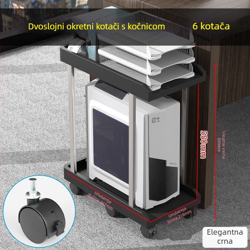 Držač za stolno računalo, dvostruki sloj, plastičan, prijenosan i okretan, instalacija bez bušenja