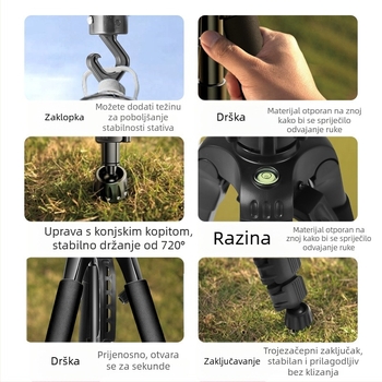 Stativ za kameru od čelične karbona — za DSLR i bezzrcalne kamere — prenosni trokutasti stalak