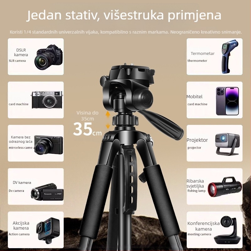 Stativ za kameru od čelične karbona — za DSLR i bezzrcalne kamere — prenosni trokutasti stalak