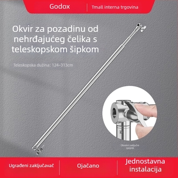 Stativ za pozadinu od nehrđajućeg čelika s teleskopskom šipkom, vodoravnom šipkom i tripodom