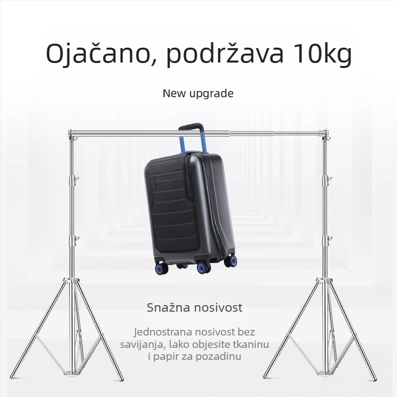 Stativ za pozadinu od nehrđajućeg čelika s teleskopskom šipkom, vodoravnom šipkom i tripodom