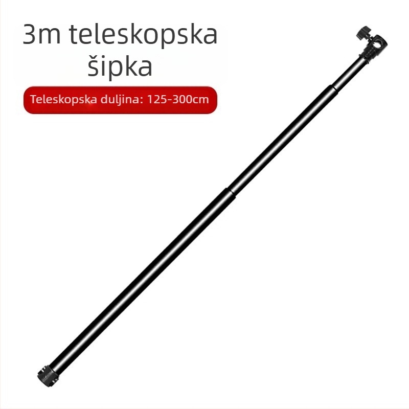 Stativ za pozadinu od nehrđajućeg čelika s teleskopskom šipkom, vodoravnom šipkom i tripodom
