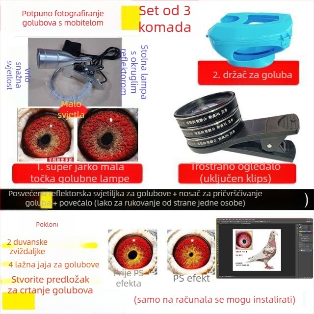 Golub makro objektiv s povećalom za fotografiranje ptičjih očiju (univerzalno)