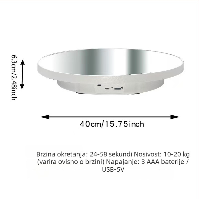 Ogledalo rotirajući stalak za prikaz nakita, 40 cm, rotirajuća baza za modele 25 cm