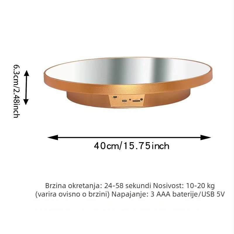 Ogledalo rotirajući stalak za prikaz nakita, 40 cm, rotirajuća baza za modele 25 cm